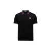 Moncler Polo En Piqué De Coton À Col Rayé In Blue