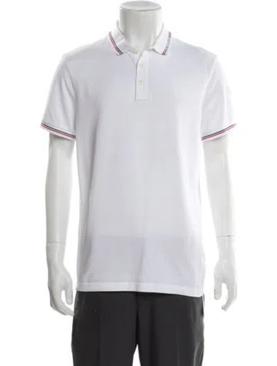 Pre-owned Moncler Striped Collar Polo Shirt In Neutral