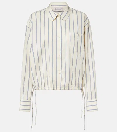 Moncler Striped Cotton And Silk Shirt In White