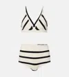 Moncler Striped Cotton-blend Bralette And Briefs Set In Weiss