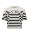 Moncler White Striped Logo Lettering T-shirt In White