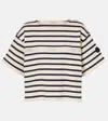 Moncler Cotton T-shirt With Striped Pattern In Neutral
