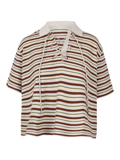Moncler Striped Cotton Polo Shirt In Multi