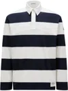 Moncler Long Sleeve Striped Rugby Shirt In White