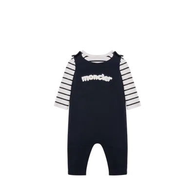 Moncler Ensemble En Coton Rayé Avec Coffret Cadeau, Enfant, Bleu, Taille: 3/6m In Black