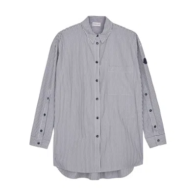 Moncler Striped Cotton Shirt In White