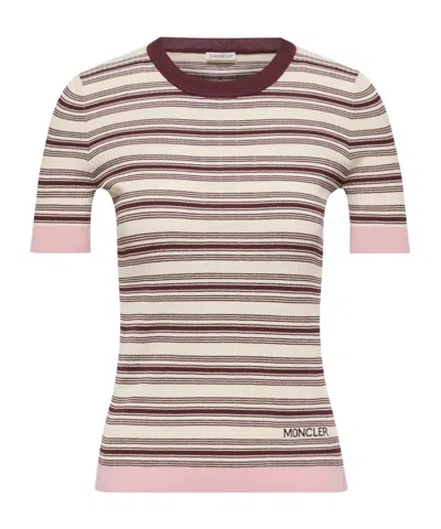 Moncler Striped Cotton Short Sleeve Polo Shirt In Multi