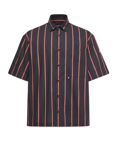 Moncler Striped Cotton Short Sleeve Shirt In Multi