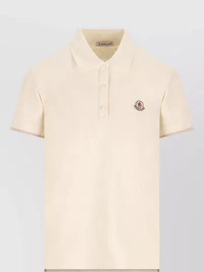 Moncler Striped Cotton Short-sleeve Polo Shirt In Neutral