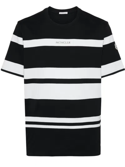Moncler Black Striped Cotton T-shirt