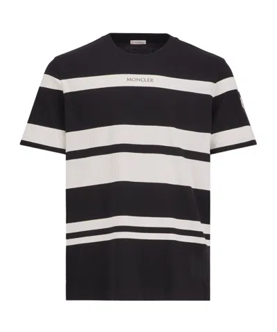 Moncler Striped Cotton Jersey T-shirt In Black