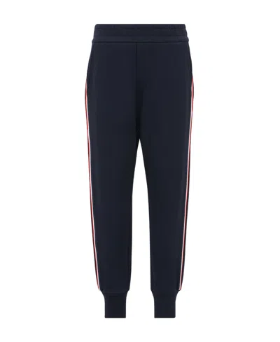 Moncler Striped Cotton Track Pants In Black