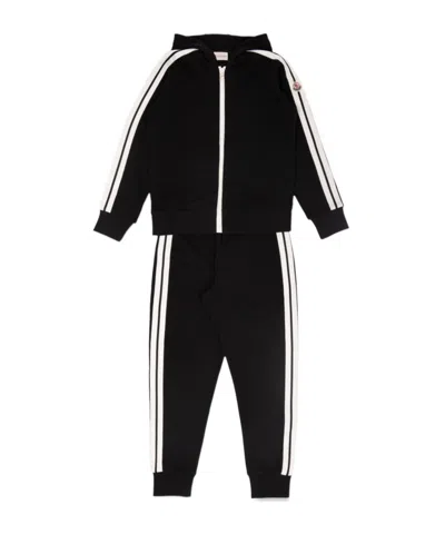 Moncler Striped Cotton Track Suit In Black