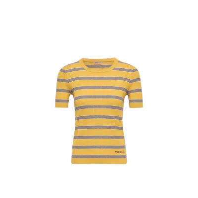Moncler T-shirt En Coton Rayé, Femme, Multicolore, Taille: M In Yellow