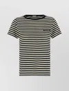 Moncler Black And White T-shirt With All-over Striped Motif And Logo Patch On The Chest In Cotton Wo