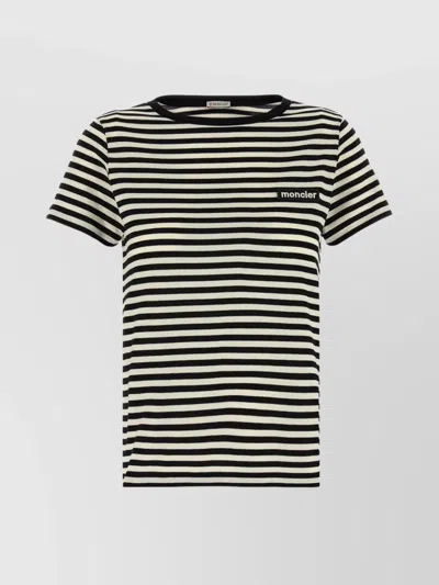 Moncler Striped Crew Neck Short Sleeves Top In Multicolor