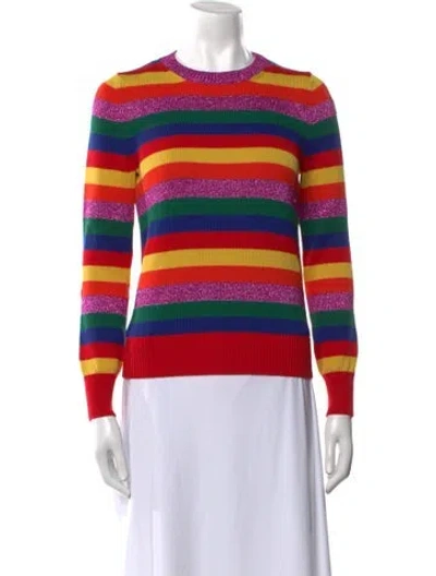 Pre-owned Moncler Striped Crew Neck Sweater In Purple