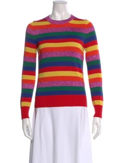 Pre-owned Moncler Striped Crew Neck Sweater W/ Tags In Red