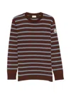 Moncler Striped Crew-neck T-shirt In Brown