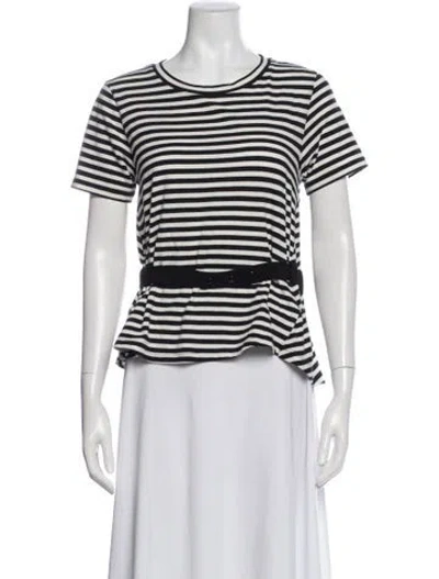 Pre-owned Moncler Striped Crew Neck T-shirt In Blue