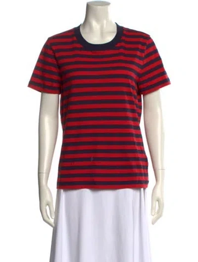 Pre-owned Moncler Striped Crew Neck T-shirt In Red