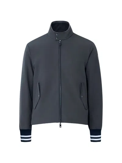 Moncler Striped Cuffs Zip Jacket In Blue