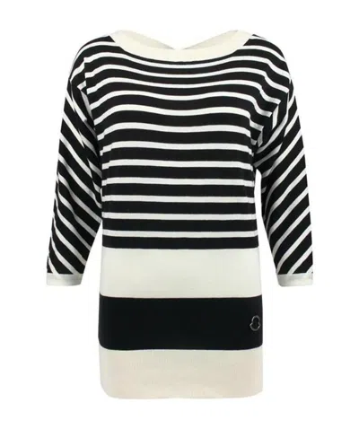 Moncler Striped Detail Sweater In Black