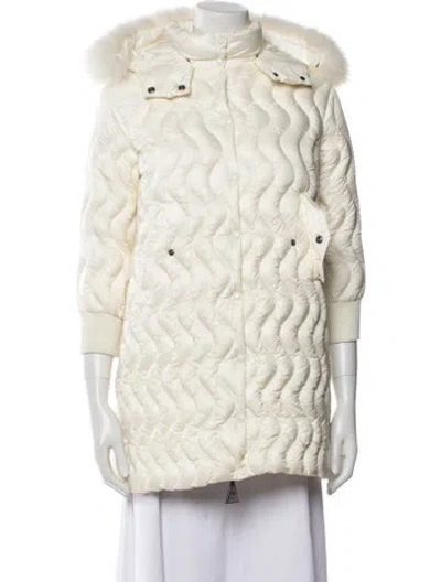 Pre-owned Moncler Striped Down Coat In Neutral