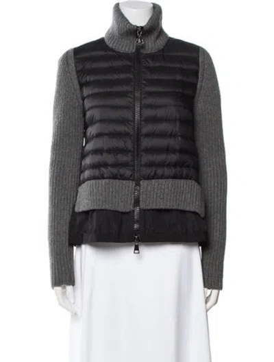Pre-owned Moncler Striped Down Jacket In Black