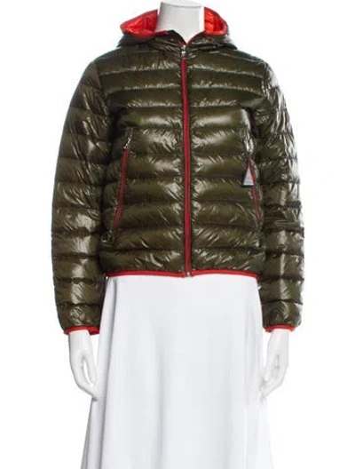 Pre-owned Moncler Striped Down Jacket In Green