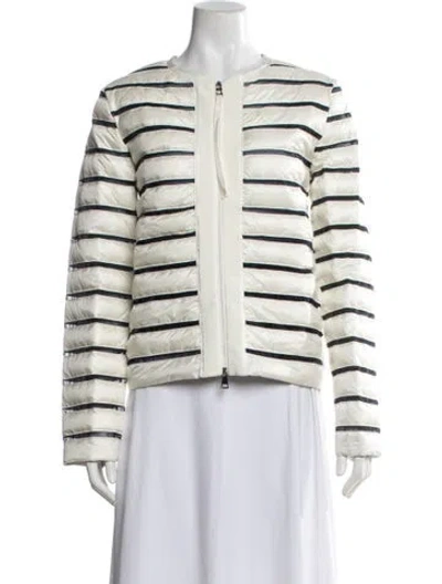 Pre-owned Moncler Striped Down Jacket In Neutrals