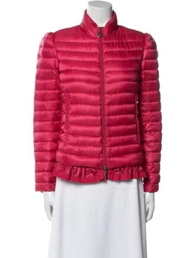 Pre-owned Moncler Striped Down Jacket In Red