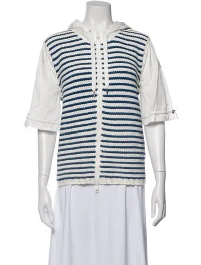 Pre-owned Moncler Striped Down Jacket In White