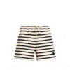 Moncler Striped Shorts With Drawstring And Logo In White