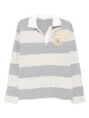 Moncler Striped Embroidered Polo Top