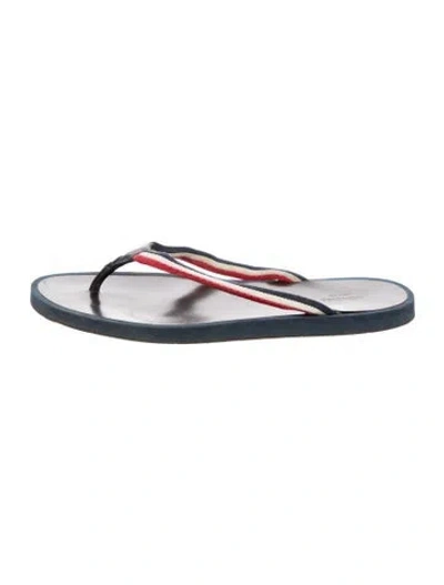 Pre-owned Moncler Striped Flip Flops In Blue