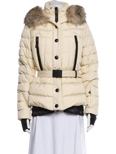 Pre-owned Moncler Striped Fur Jacket In Neutral