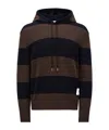 Moncler Men's Cotton Striped Knit Hoodie In Black