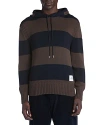 Moncler Men's Cotton Striped Knit Hoodie In Brown Blue