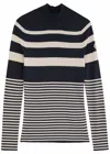 Moncler Striped-intarsia Ribbed Wool Top In Blue