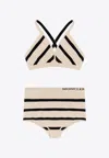 Moncler Striped Logo Bralette And Briefs Set