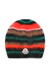 Moncler Striped Logo-patch Beanie Hat In Multi