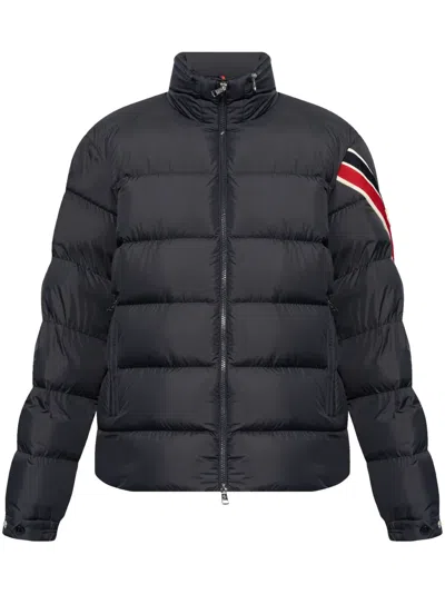MONCLER STRIPED LOGO PATCH DOWN JACKET