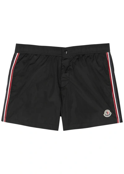 Moncler Striped Logo Shell Swim Shorts In Black