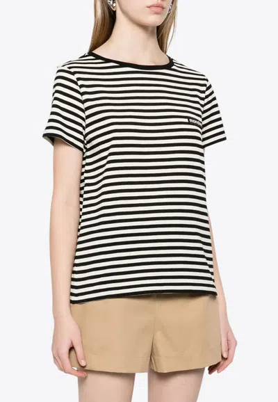 Moncler Striped Logo T-shirt In Gray