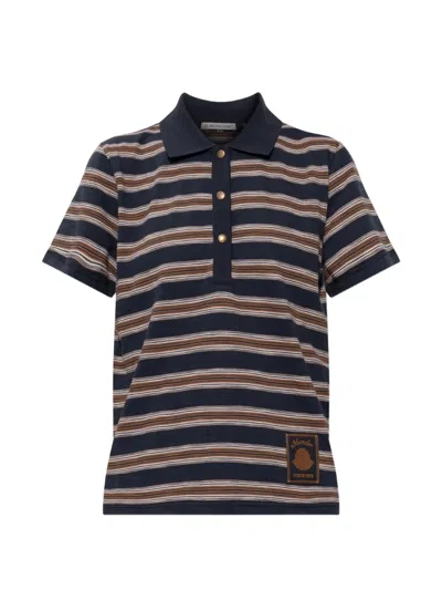 Moncler Striped Logo-patch Polo Shirt In Multi