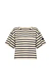 Moncler Cotton T-shirt With Striped Pattern In Neutral