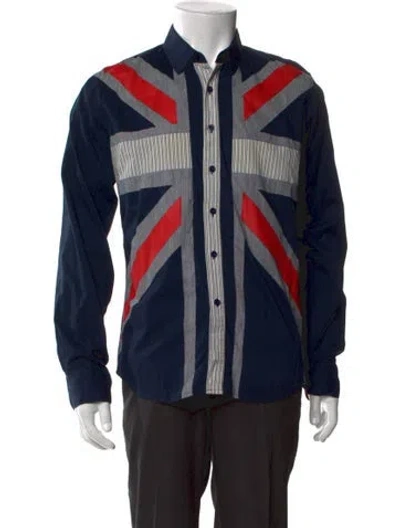 Pre-owned Moncler Striped Long Sleeve Shirt In Blue