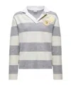 Moncler Striped Wool And Cotton-blend Polo Shirt In Gray