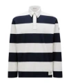 Moncler Long Sleeve Striped Rugby Shirt In White